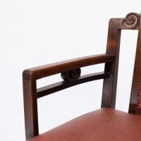 Sir Frank Brangwyn, attributed. Pair of Arts & Crafts Mahogany Armchairs Chinese Style - Thumbnail 8