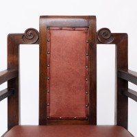 Sir Frank Brangwyn, attributed. Pair of Arts & Crafts Mahogany Armchairs Chinese Style - Thumbnail 9