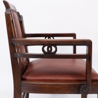 Sir Frank Brangwyn, attributed. Pair of Arts & Crafts Mahogany Armchairs Chinese Style - Thumbnail 11