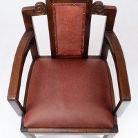 Sir Frank Brangwyn, attributed. Pair of Arts & Crafts Mahogany Armchairs Chinese Style - Thumbnail 13