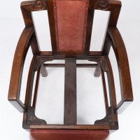 Sir Frank Brangwyn, attributed. Pair of Arts & Crafts Mahogany Armchairs Chinese Style - Thumbnail 14