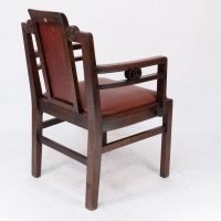 Sir Frank Brangwyn, attributed. Pair of Arts & Crafts Mahogany Armchairs Chinese Style - Thumbnail 15