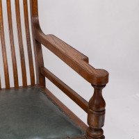James Peddle, attributed. An Aesthetic Movement Oak Armchair with Serpentine Shaped Back - Thumbnail 8