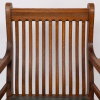 James Peddle, attributed. An Aesthetic Movement Oak Armchair with Serpentine Shaped Back - Thumbnail 9