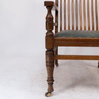 James Peddle, attributed. An Aesthetic Movement Oak Armchair with Serpentine Shaped Back - Thumbnail 12