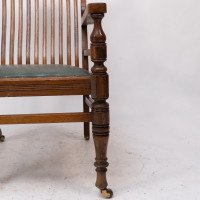 James Peddle, attributed. An Aesthetic Movement Oak Armchair with Serpentine Shaped Back - Thumbnail 14