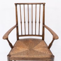 Liberty & Co., attributed. Egyptian Style Thebes Armchair Original Rush Seated Armchair - Thumbnail 6