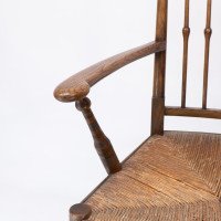 Liberty & Co., attributed. Egyptian Style Thebes Armchair Original Rush Seated Armchair - Thumbnail 8