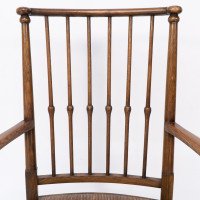 Liberty & Co., attributed. Egyptian Style Thebes Armchair Original Rush Seated Armchair - Thumbnail 7