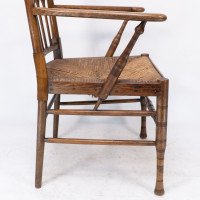 Liberty & Co., attributed. Egyptian Style Thebes Armchair Original Rush Seated Armchair - Thumbnail 11