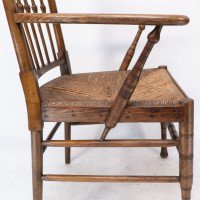 Liberty & Co., attributed. Egyptian Style Thebes Armchair Original Rush Seated Armchair - Thumbnail 12