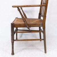 Liberty & Co., attributed. Egyptian Style Thebes Armchair Original Rush Seated Armchair - Thumbnail 16