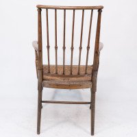 Liberty & Co., attributed. Egyptian Style Thebes Armchair Original Rush Seated Armchair - Thumbnail 19