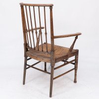 Liberty & Co., attributed. Egyptian Style Thebes Armchair Original Rush Seated Armchair - Thumbnail 20