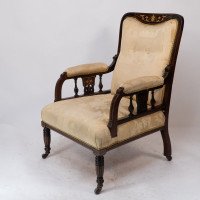 Stephen Webb for Collinson & Lock attributed. Late Victorian Inlaid Mahogany Armchair - Thumbnail 3