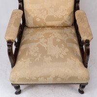 Stephen Webb for Collinson & Lock attributed. Late Victorian Inlaid Mahogany Armchair - Thumbnail 7