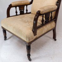 Stephen Webb for Collinson & Lock attributed. Late Victorian Inlaid Mahogany Armchair - Thumbnail 14