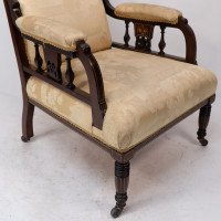 Stephen Webb for Collinson & Lock attributed. Late Victorian Inlaid Mahogany Armchair - Thumbnail 13