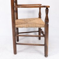 C R Ashbee attr. An Arts & Crafts oak ladder back armchair with re-rushed seat - Thumbnail 11