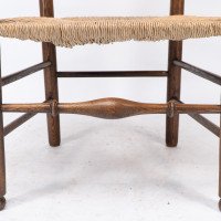 C R Ashbee attr. An Arts & Crafts oak ladder back armchair with re-rushed seat - Thumbnail 14
