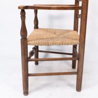 C R Ashbee attr. An Arts & Crafts oak ladder back armchair with re-rushed seat - Thumbnail 16