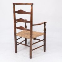 C R Ashbee attr. An Arts & Crafts oak ladder back armchair with re-rushed seat - Thumbnail 20