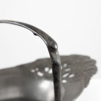 Urania. An Art Nouveau Pewter Fruit Bowl with a Loop Handle Floral Decoration - Thumbnail 13