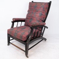 Philip Webb for Morris & Co – Aesthetic Ebonised Walnut Reclining Armchair - Thumbnail 3