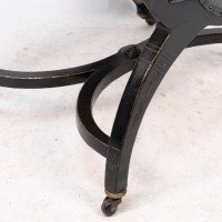 Richard Charles Aesthetic Movement Ebonised Elbow Chair with X Frame Stretcher - Thumbnail 13