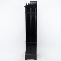 A Rare Aesthetic Movement Ebonized Polychrome Painted Humidor with Floral Decor - Thumbnail 4