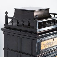 A Rare Aesthetic Movement Ebonized Polychrome Painted Humidor with Floral Decor - Thumbnail 6