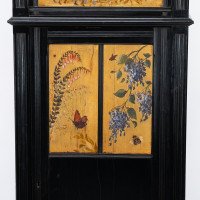 A Rare Aesthetic Movement Ebonized Polychrome Painted Humidor with Floral Decor - Thumbnail 9