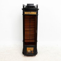 A Rare Aesthetic Movement Ebonized Polychrome Painted Humidor with Floral Decor - Thumbnail 16