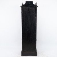 A Rare Aesthetic Movement Ebonized Polychrome Painted Humidor with Floral Decor - Thumbnail 19