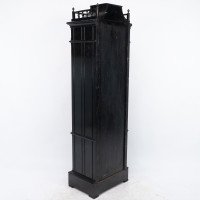 A Rare Aesthetic Movement Ebonized Polychrome Painted Humidor with Floral Decor - Thumbnail 20