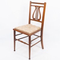 Aesthetic Movement – Walnut Lyre Back Chair with Button Seat (c.1890) - Thumbnail 3