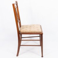 Aesthetic Movement – Walnut Lyre Back Chair with Button Seat (c.1890) - Thumbnail 5