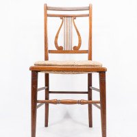 Aesthetic Movement – Walnut Lyre Back Chair with Button Seat (c.1890) - Thumbnail 8