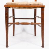 Aesthetic Movement – Walnut Lyre Back Chair with Button Seat (c.1890) - Thumbnail 10