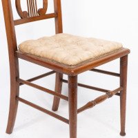 Aesthetic Movement – Walnut Lyre Back Chair with Button Seat (c.1890) - Thumbnail 9