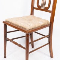 Aesthetic Movement – Walnut Lyre Back Chair with Button Seat (c.1890) - Thumbnail 11