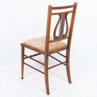 Aesthetic Movement – Walnut Lyre Back Chair with Button Seat (c.1890) - Thumbnail 14