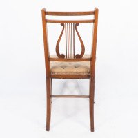 Aesthetic Movement – Walnut Lyre Back Chair with Button Seat (c.1890) - Thumbnail 15