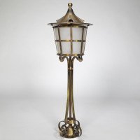 An Arts & Crafts Copper Stair Post Lantern with Matching Hall Lantern - Thumbnail 2
