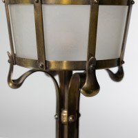 An Arts & Crafts Copper Stair Post Lantern with Matching Hall Lantern - Thumbnail 7