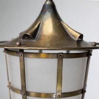 An Arts & Crafts Copper Stair Post Lantern with Matching Hall Lantern - Thumbnail 6