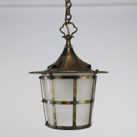 An Arts & Crafts Copper Stair Post Lantern with Matching Hall Lantern - Thumbnail 14
