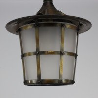 An Arts & Crafts Copper Stair Post Lantern with Matching Hall Lantern - Thumbnail 15