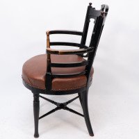 E. W. Godwin (Style Of) – Anglo-Japanese Ebonised Armchair with Leather Seat - Thumbnail 5