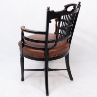 E. W. Godwin (Style Of) – Anglo-Japanese Ebonised Armchair with Leather Seat - Thumbnail 20